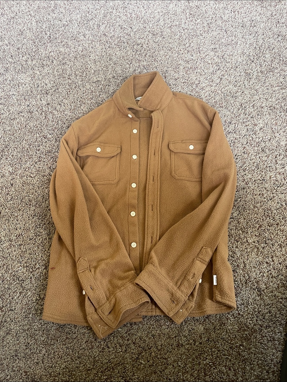 Abercrombie Kids 15/16. Saber Tan Sherpa Button-Front Shirt Jacket